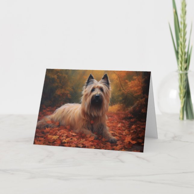 Skye Terrier i höstlöv Fall Inspire Kort (Framsida)
