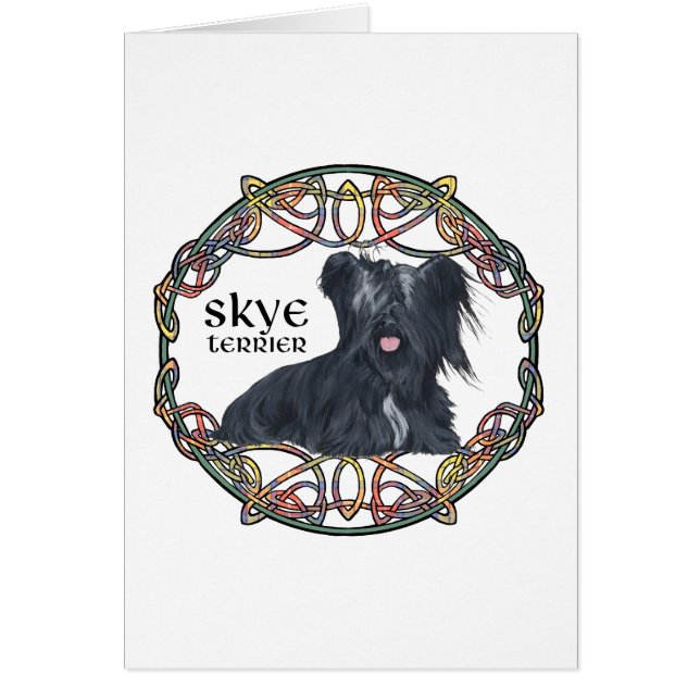 Skye Terrier i keltisk knutkonst - Buchanan Tartan Hälsningskort (Framsidan)