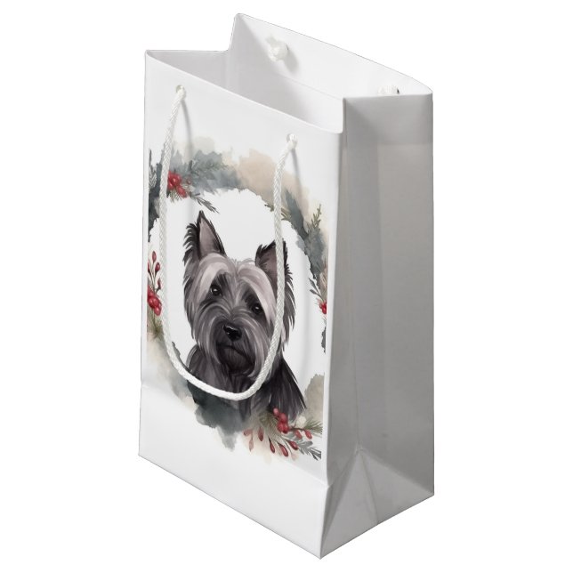 Skye Terrier-jul-andedräkt Festive Valp (Framsidan Vinklad)