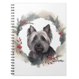 Skye Terrier-jul-andedräkt Festive Valp Anteckningsbok