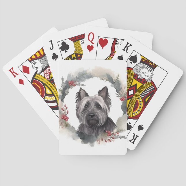 Skye Terrier-jul-andedräkt Festive Valp Casinokort (Baksidan)