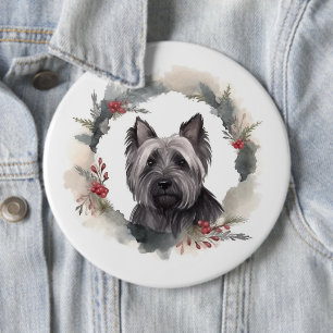 Skye Terrier-jul-andedräkt Festive Valp Knapp