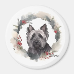 Skye Terrier-jul-andedräkt Festive Valp Magnet