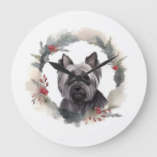 Skye Terrier-jul-andedräkt Festive Valp Stor Klocka