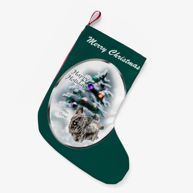 Skye Terrier-jul Liten Julstrumpa (Framsidan (Hängande))