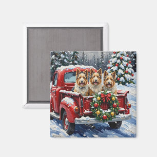Skye Terrier Jul Röd Lastbil Holiday Magnet