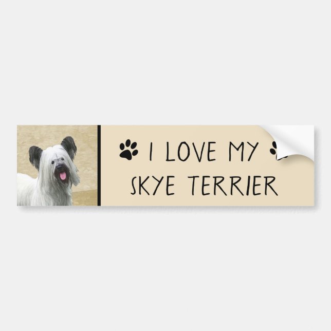 Skye Terrier-målning - Cute Original Hund Art Bildekal (Framsidan)