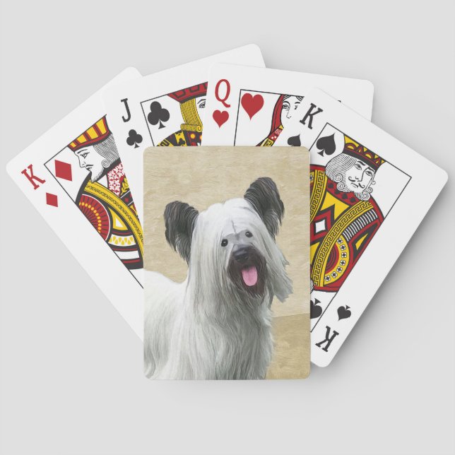 Skye Terrier-målning - Cute Original Hund Art Casinokort (Baksidan)