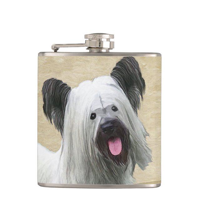 Skye Terrier-målning - Cute Original Hund Art Fickplunta (Framsidan)