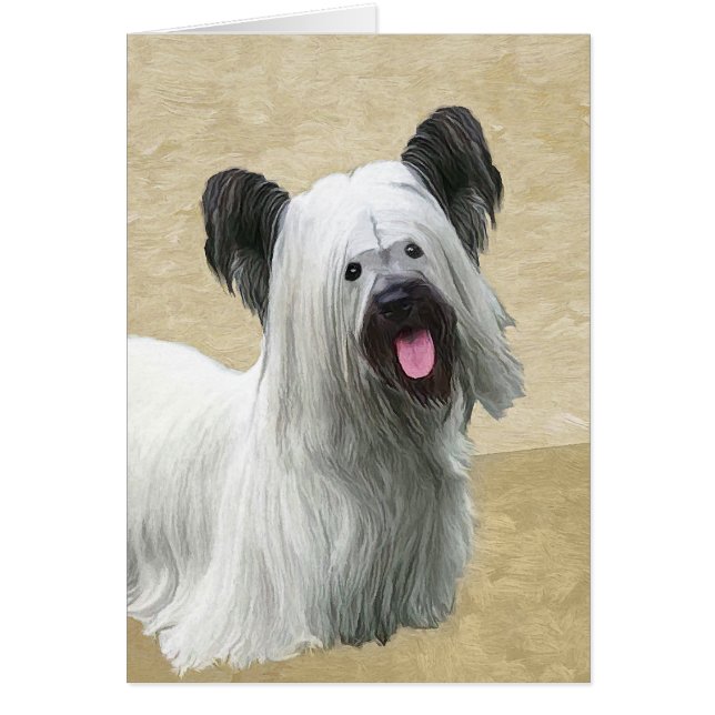 Skye Terrier-målning - Cute Original Hund Art Hälsningskort (Framsidan)