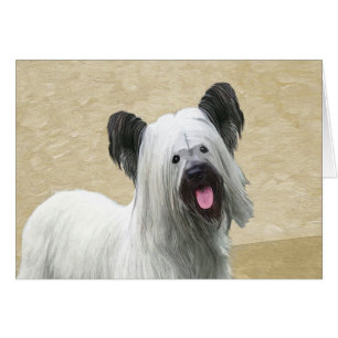 Skye Terrier-målning - Cute Original Hund Art Hälsningskort