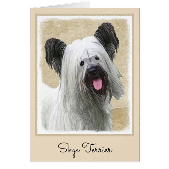 Skye Terrier-målning - Cute Original Hund Art Hälsningskort (Framsidan)