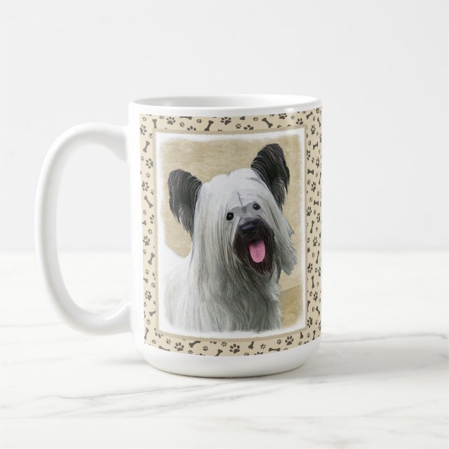 Skye Terrier-målning - Cute Original Hund Art Kaffemugg (Vänster)