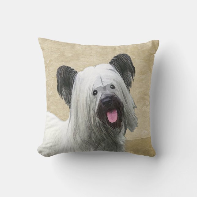 Skye Terrier-målning - Cute Original Hund Art Kudde (Framsida)