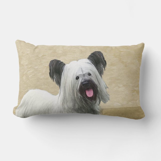 Skye Terrier-målning - Cute Original Hund Art Lumbarkudde (Framsida)