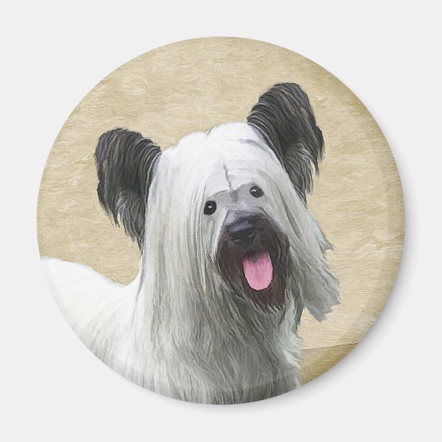 Skye Terrier-målning - Cute Original Hund Art Magnet (Framsidan)