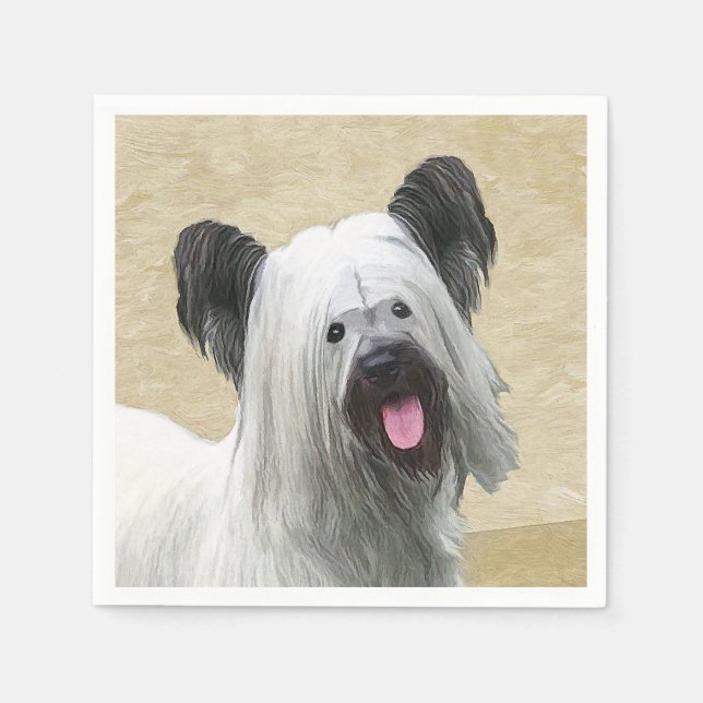 Skye Terrier-målning - Cute Original Hund Art Pappersservett (Framsidan)