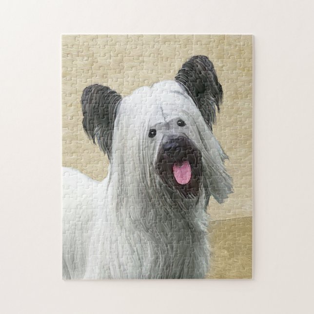 Skye Terrier-målning - Cute Original Hund Art Pussel (Vertikal)