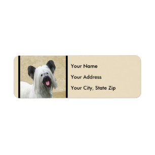 Skye Terrier-målning - Cute Original Hund Art Returadress Etikett