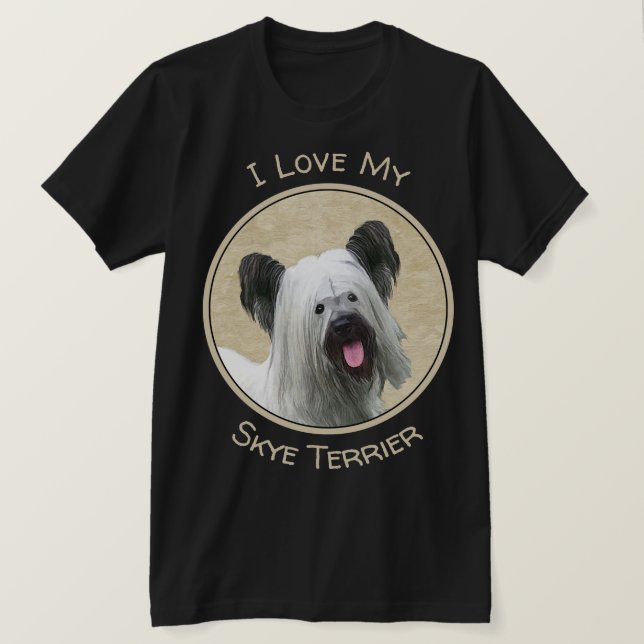Skye Terrier-målning - Cute Original Hund Art T Shirt (Design framsida)