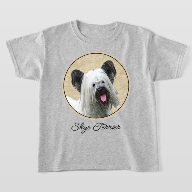 Skye Terrier-målning - Cute Original Hund Art T Shirt (Laydown)