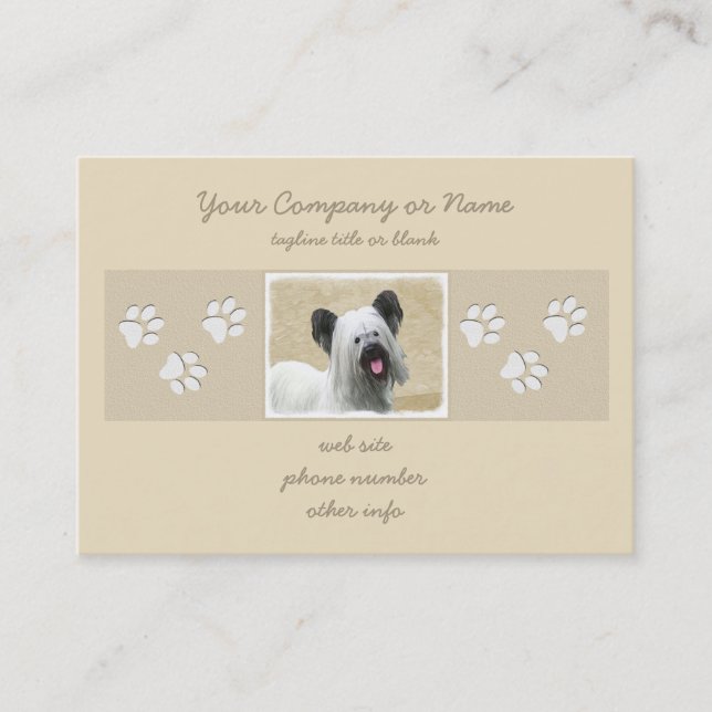 Skye Terrier-målning - Cute Original Hund Art Visitkort (Framsida)