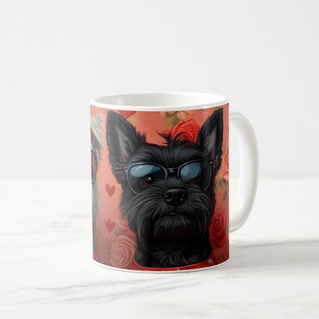 Skye Terrier med hjärterosor Alla hjärtans dag Kaffemugg (Framsida höger)