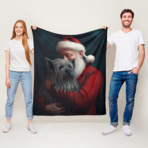 Skye Terrier med Jultomten julafton Fleecefilt
