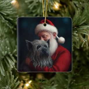 Skye Terrier med Jultomten julafton Julgransprydnad Keramik