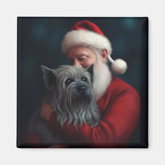 Skye Terrier med Jultomten julafton Magnet (Framsidan)