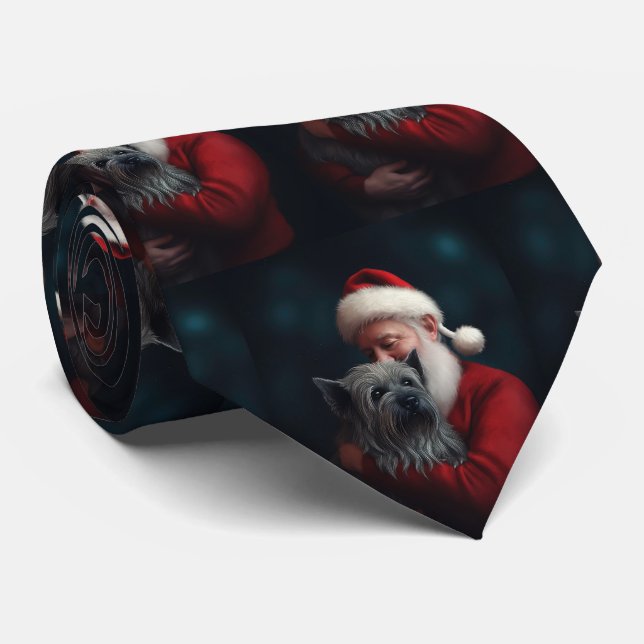 Skye Terrier med Tomte Festlig jul Slips (Rullad)