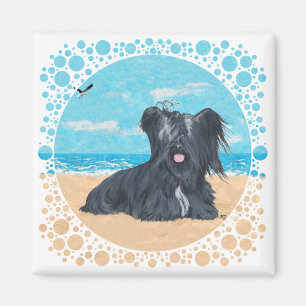 Skye Terrier på stranden Magnet