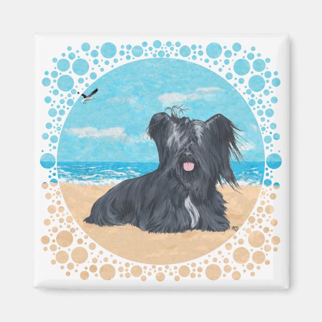 Skye Terrier på stranden Magnet (Framsidan)