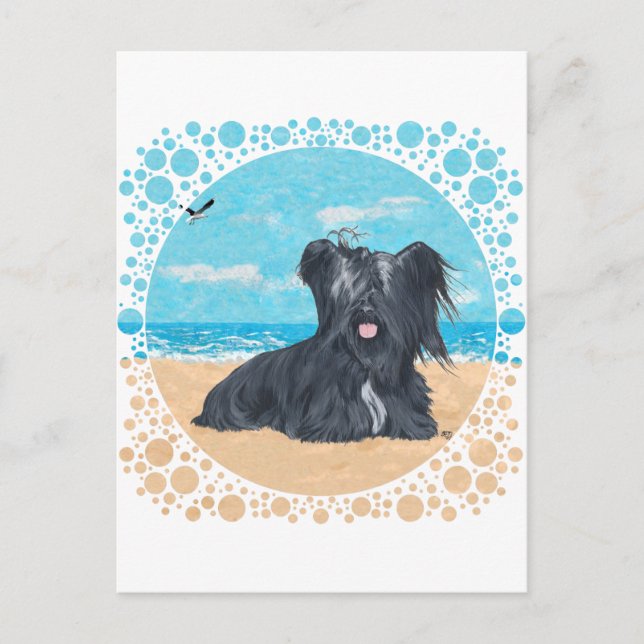 Skye Terrier på stranden Vykort (Framsida)