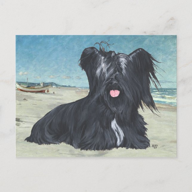 Skye Terrier på stranden Vykort (Framsida)