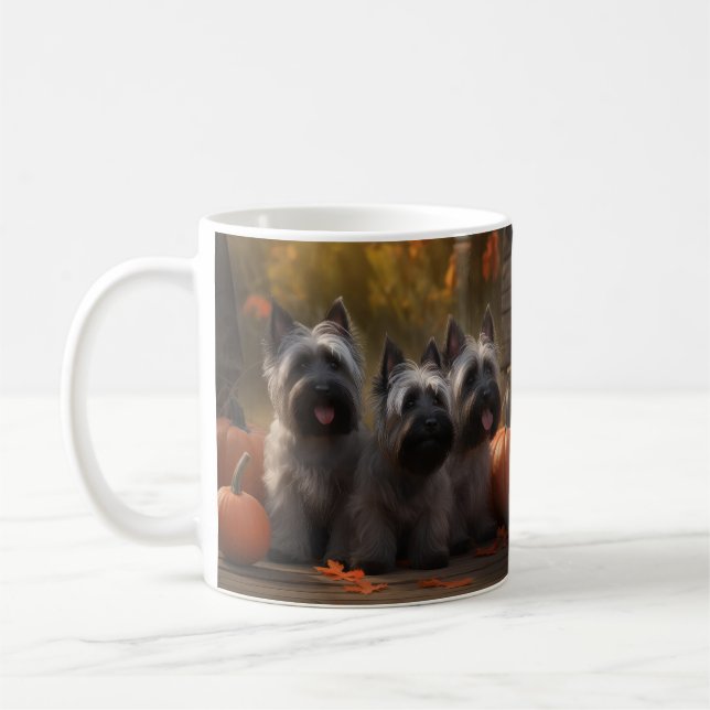 Skye Terrier Puppy Autumn Delight Pumpkin Kaffemugg (Vänster)