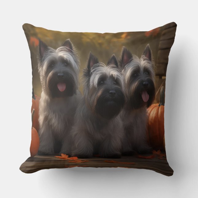 Skye Terrier Puppy Autumn Delight Pumpkin Kudde (Framsida)
