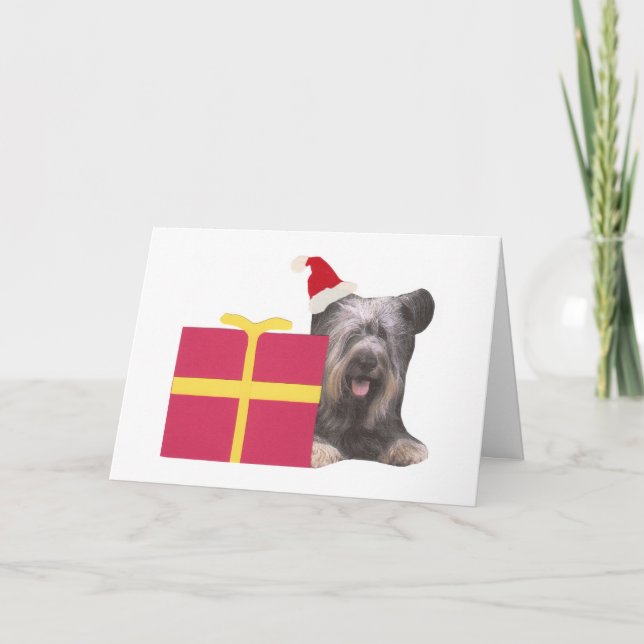 Skye Terrier Santa Hat Helgkort (Framsida)