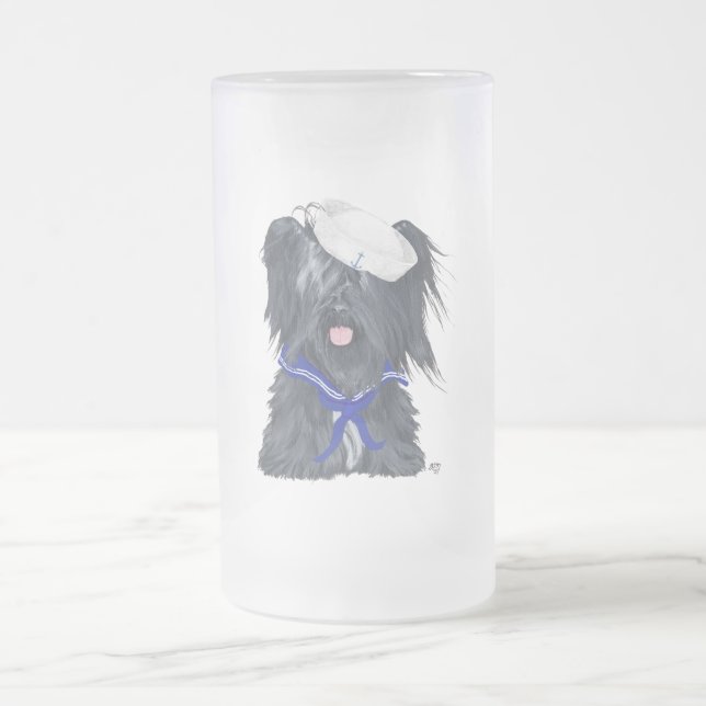 Skye Terrier Sjöman Frostat Ölglas (Center)