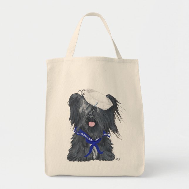 Skye Terrier Sjöman Strand Totebag Tygkasse (Framsidan)