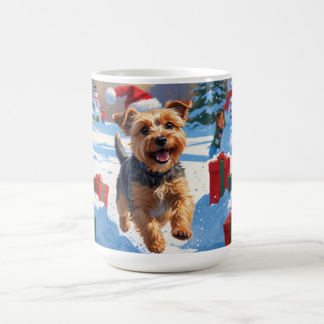 Skye Terrier springer i snö med julhatt Kaffemugg (Center)