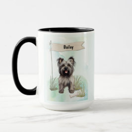 Skye Terrier Watercolor Personalized Dog Mugg