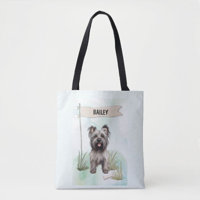 Skye Terrier Watercolor Personalized Dog Tygkasse (Framsida)
