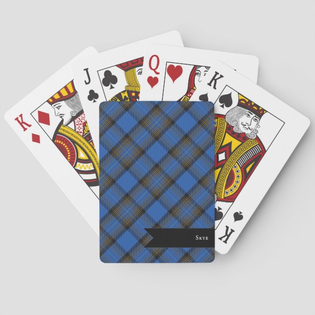 Skyeöns turkos och vit högländska plaid casinokort (Baksidan)