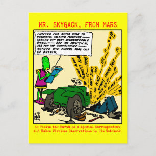 Skygack noterar en trasig bil vykort