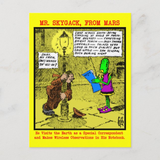 Skygack observerar en drunk vykort (Framsida)