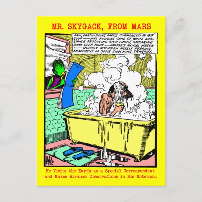 Skygack observerar en man Bathing Vykort (Framsida)