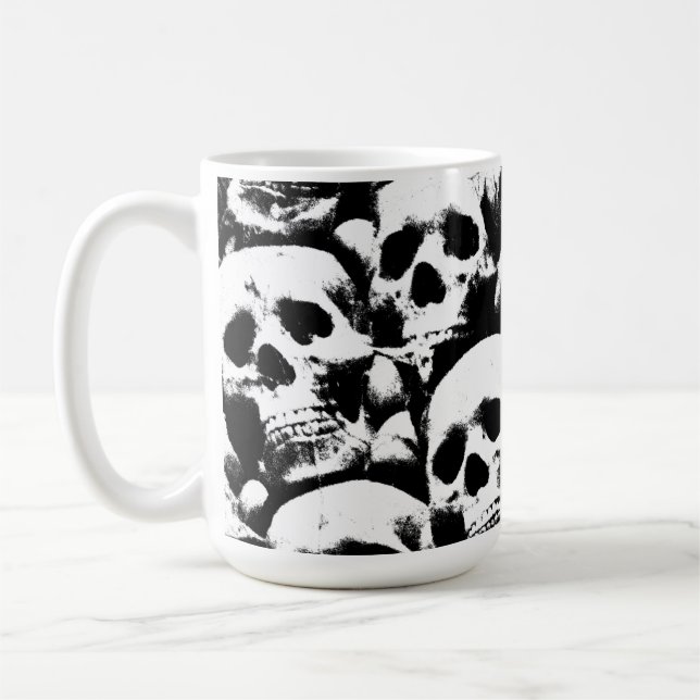 skygg döskallar mönster, skräck mörk konst kaffemugg (Vänster)