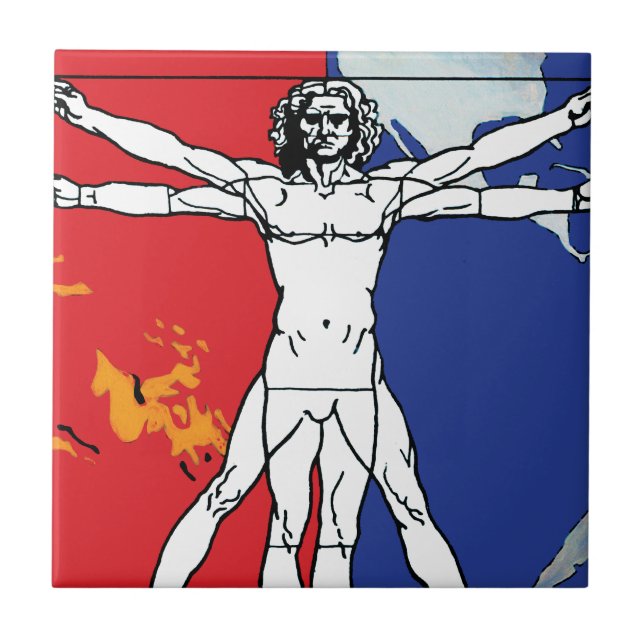 Skylab 2 Vitruvian Man Uppdragslapp Logotyp Kakelplatta (Framsidan)