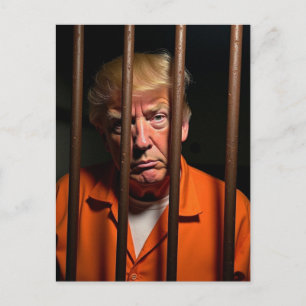 Skyldig Trump Sitter i Fängelse Rostiga Galler Vykort